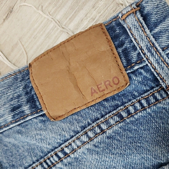 NWOT Aeropostale Boyfriend Flare Jean Raw Hem Blue Medium Wash Cotton Baggy SZ 8 - Picture 10 of 11